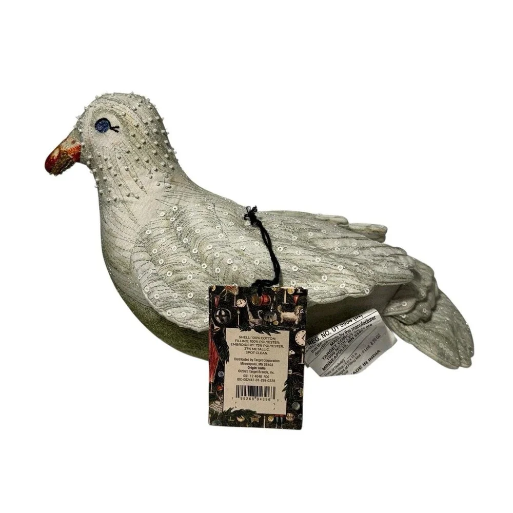 John Derian Target 2025 Fall Shaped Beaded Dove Pillow NWT